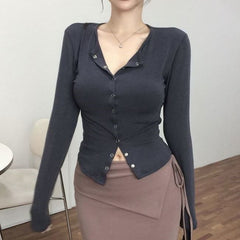 Sexy business wear style fitted knitted cardigan top