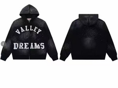 Vale Forever Valley Dreams Rhinestone & Applique Vintage Wash Full-Zip Hoodie black