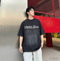 STAMP LOGO GRAPHIC OVERSIZE TOP FOR MEN IN BLACK