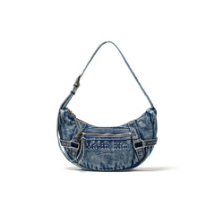MATIN WASHED DENIM MINI HOBO BAG IN BLUE