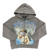 Mixed Emotions Rhinestone Hoodie Grey