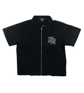 Mixed Emotions Rhinestone Zip Up Shirt Black