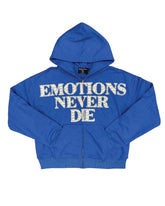 Mixed Emotions "End" Rhinestone Hoodie Blue