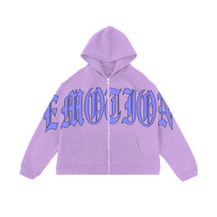 Pastel Purple Graphic Full-Zip Sweatshirt