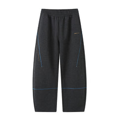 Contrasting-color knit curved-blade pants with a loose-fit athletic and casual style