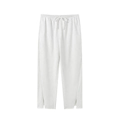 Low-waist, slit, adjustable rolled-edge joggers