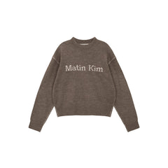 COLOR LINE POINT LOGO KNIT PULLOVER IN BROWN