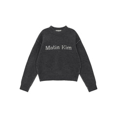 COLOR LINE POINT LOGO KNIT PULLOVER IN GREY