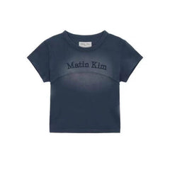 PIGMENT CUT OUT LOGO CROP TOP IN SMOKE BLUE