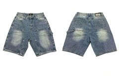 Vintage Washed Gothic Denim Jorts - Blue