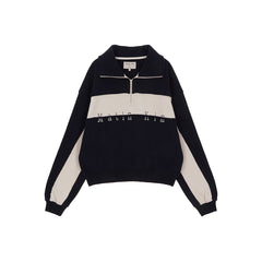 CUTTED LOGO HALF ZIP SWEATSHIRT IN NAVY