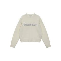 COLOR LINE POINT LOGO KNIT PULLOVER IN IVORY