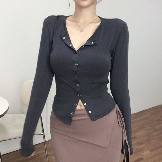 Sexy business wear style fitted knitted cardigan top