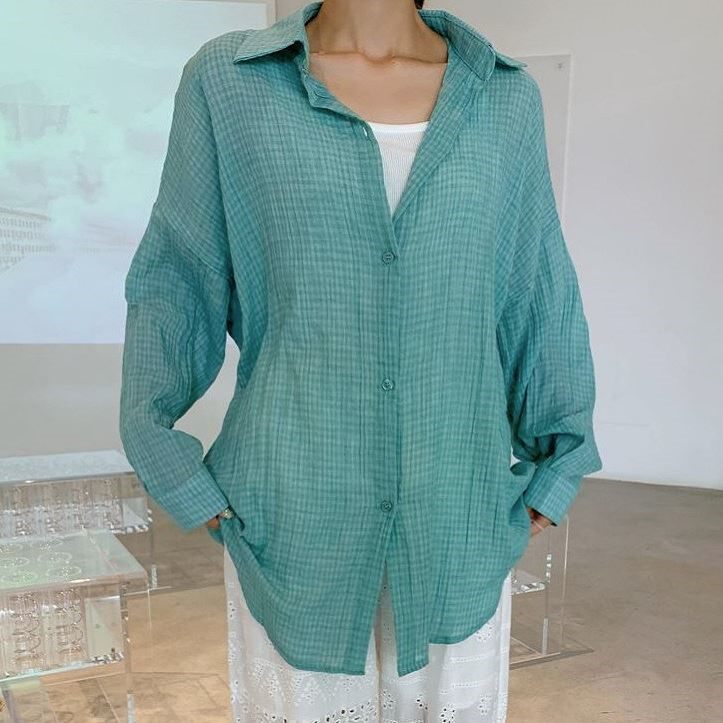 Slim-fit breathable checkered shirt-style coat