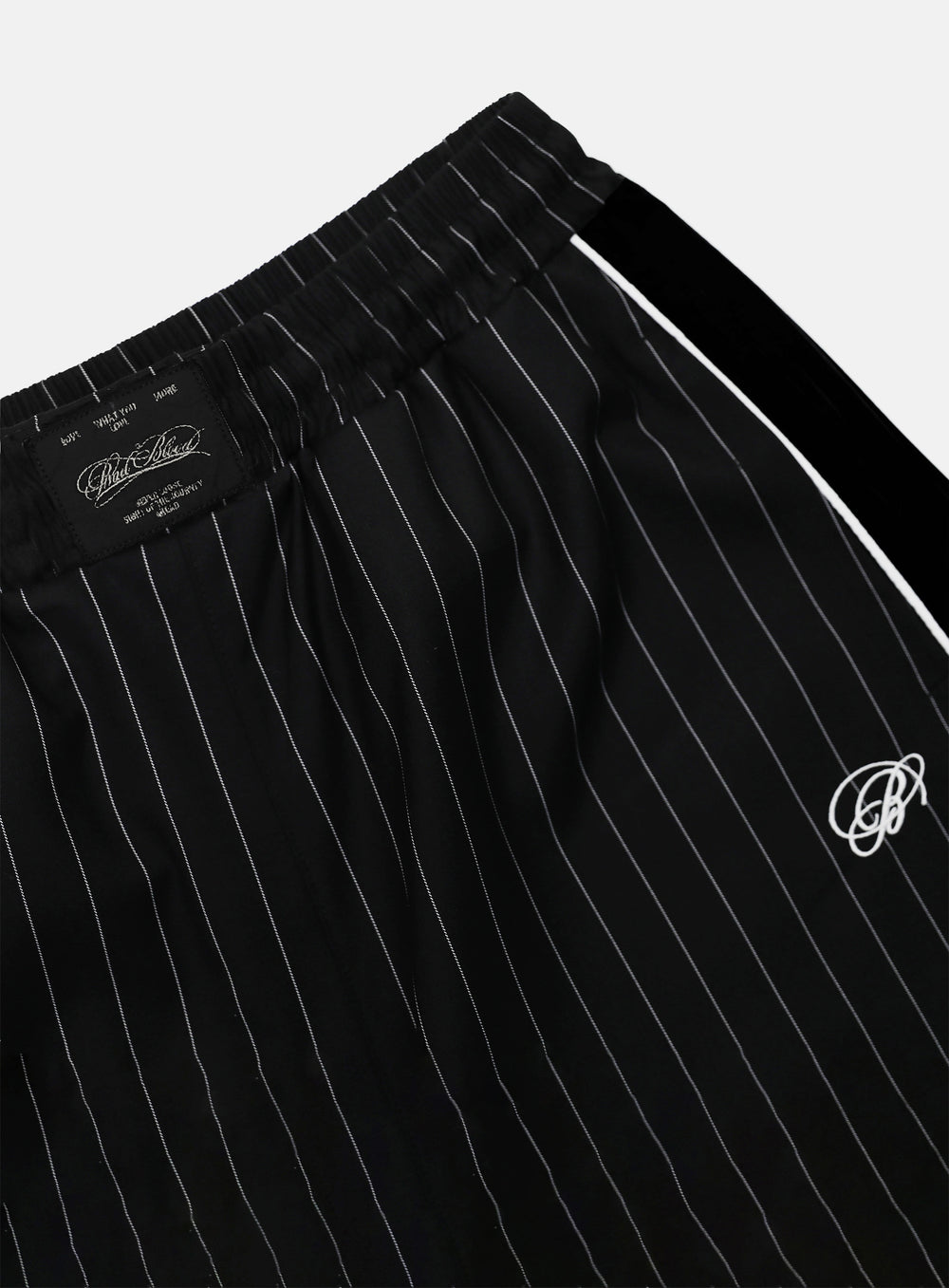 [w-pts25-024] Dark Classic Pinstripe Track Pants - Black