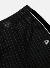 [w-pts25-024] Dark Classic Pinstripe Track Pants - Black