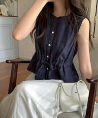 Retro French style sleeveless top