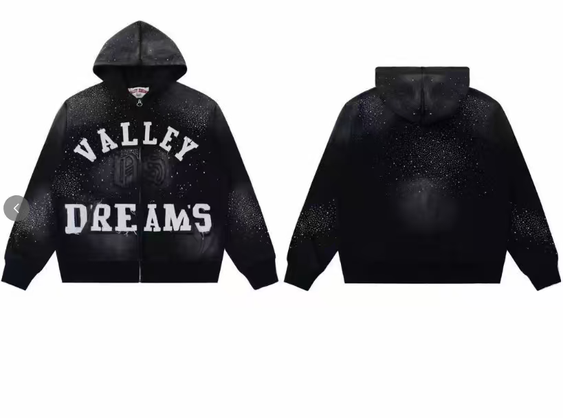 Vale Forever Valley Dreams Rhinestone & Applique Vintage Wash Full-Zip Hoodie black