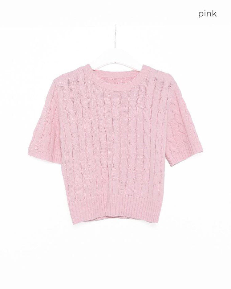 Twisted short-sleeved knitted T-shirt