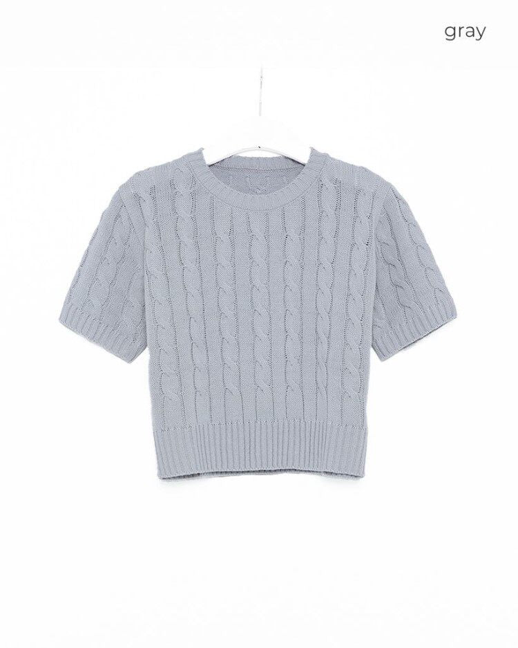 Twisted short-sleeved knitted T-shirt