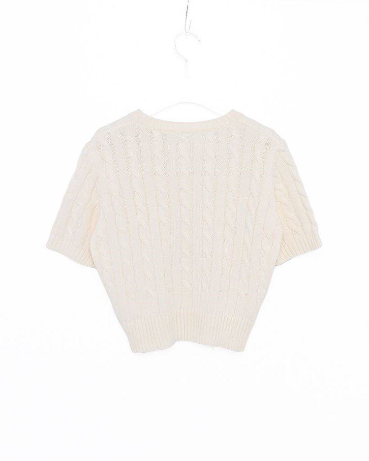 Twisted short-sleeved knitted T-shirt