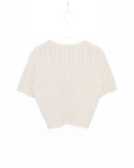 Twisted short-sleeved knitted T-shirt