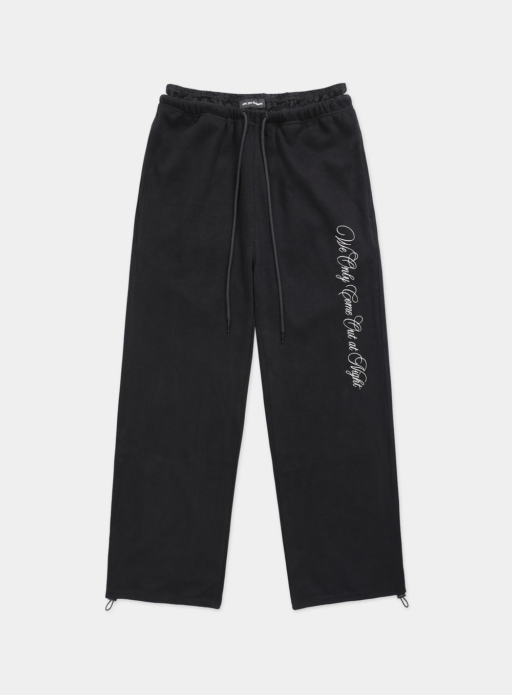 [w-pts23-057] Pure Lace Trim Jogger - Black