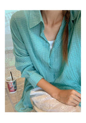Slim-fit breathable checkered shirt-style coat