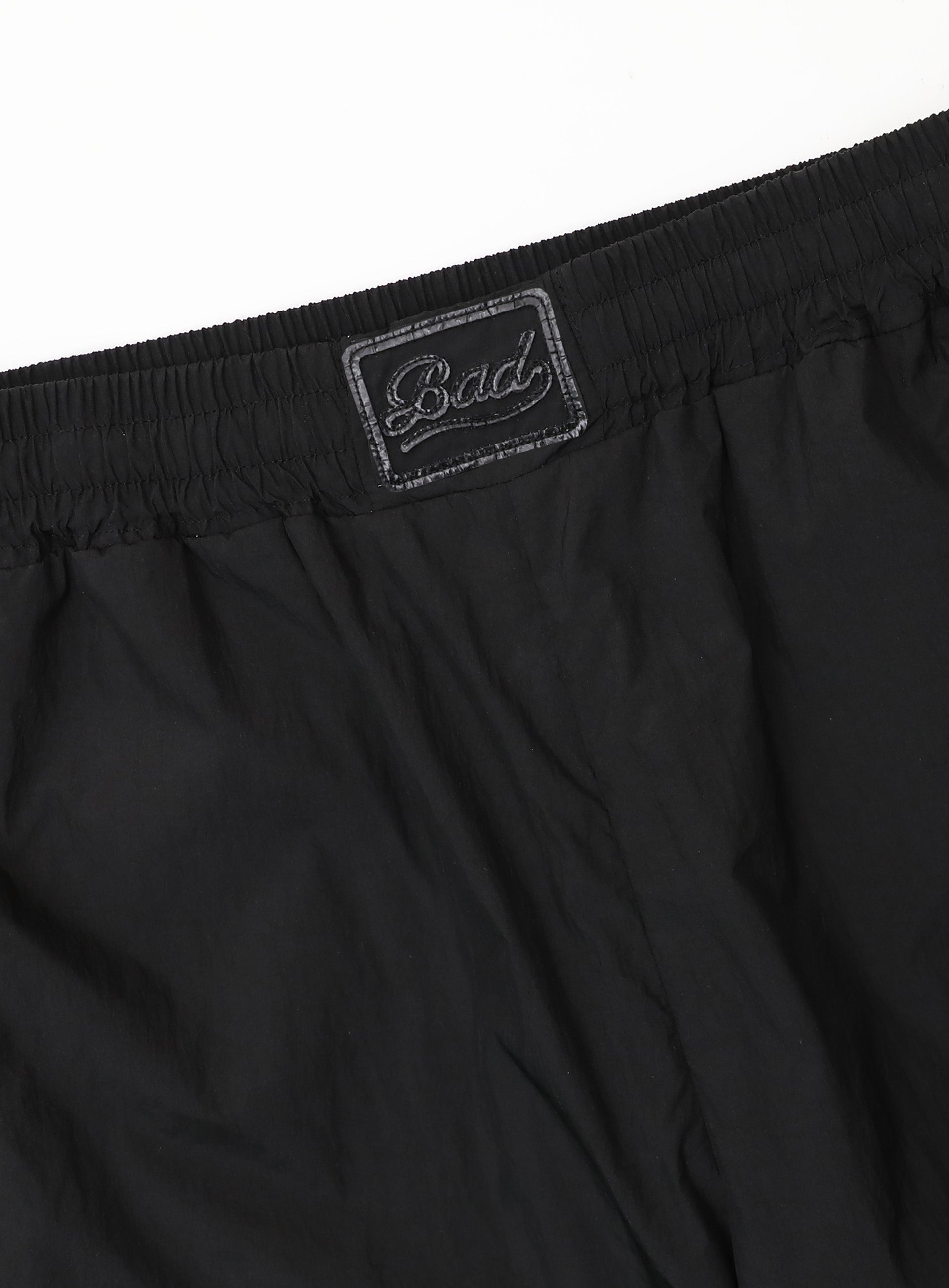 [w-pts25-013] Dark Billy Nylon Curved Track Pants - Black
