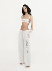 [w-pts23-056] Pure Lace Trim Jogger - Ash Gray
