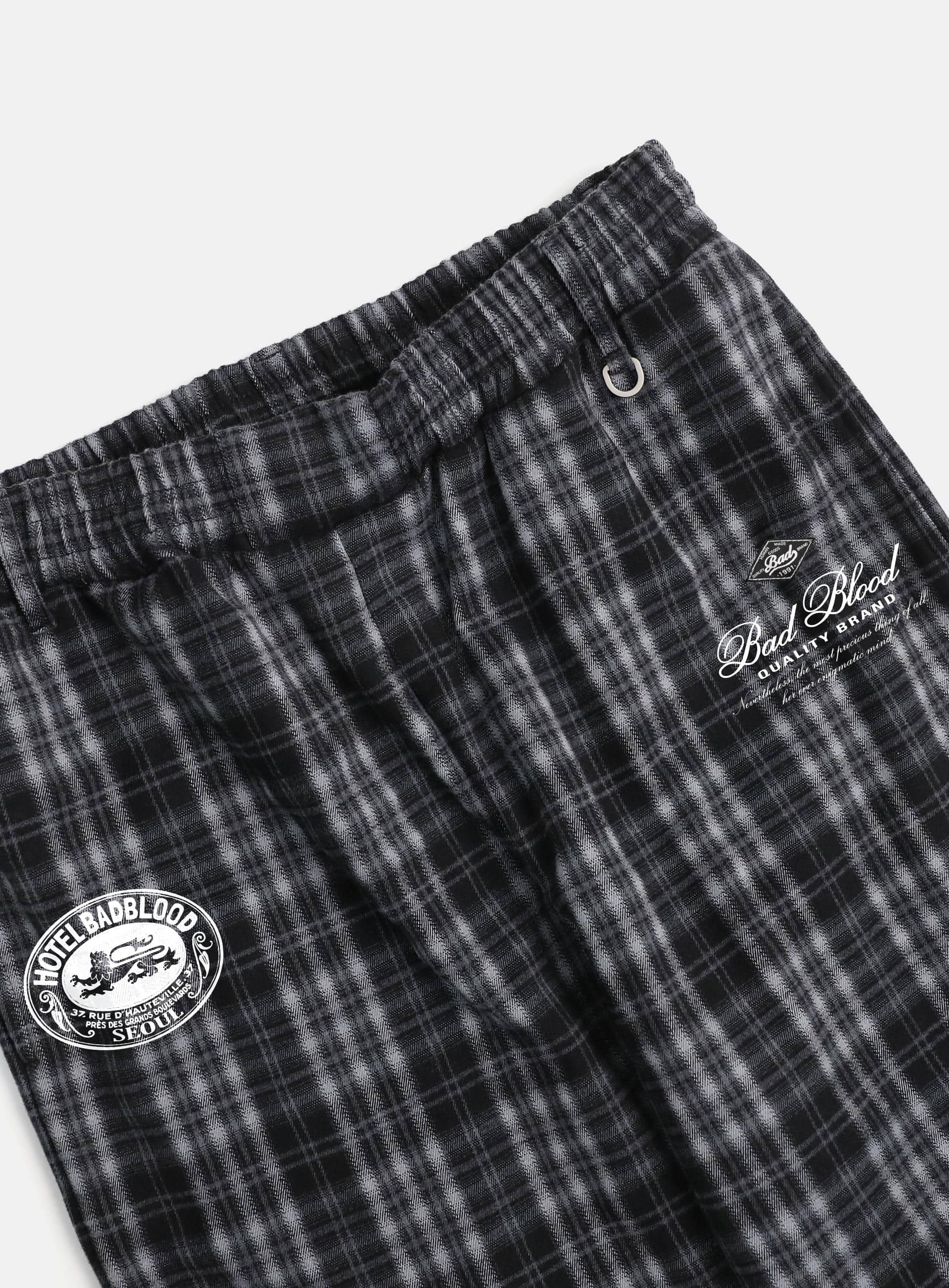 [w-pts25-008] Classic Check 2 Way Jogger Trousers - Black