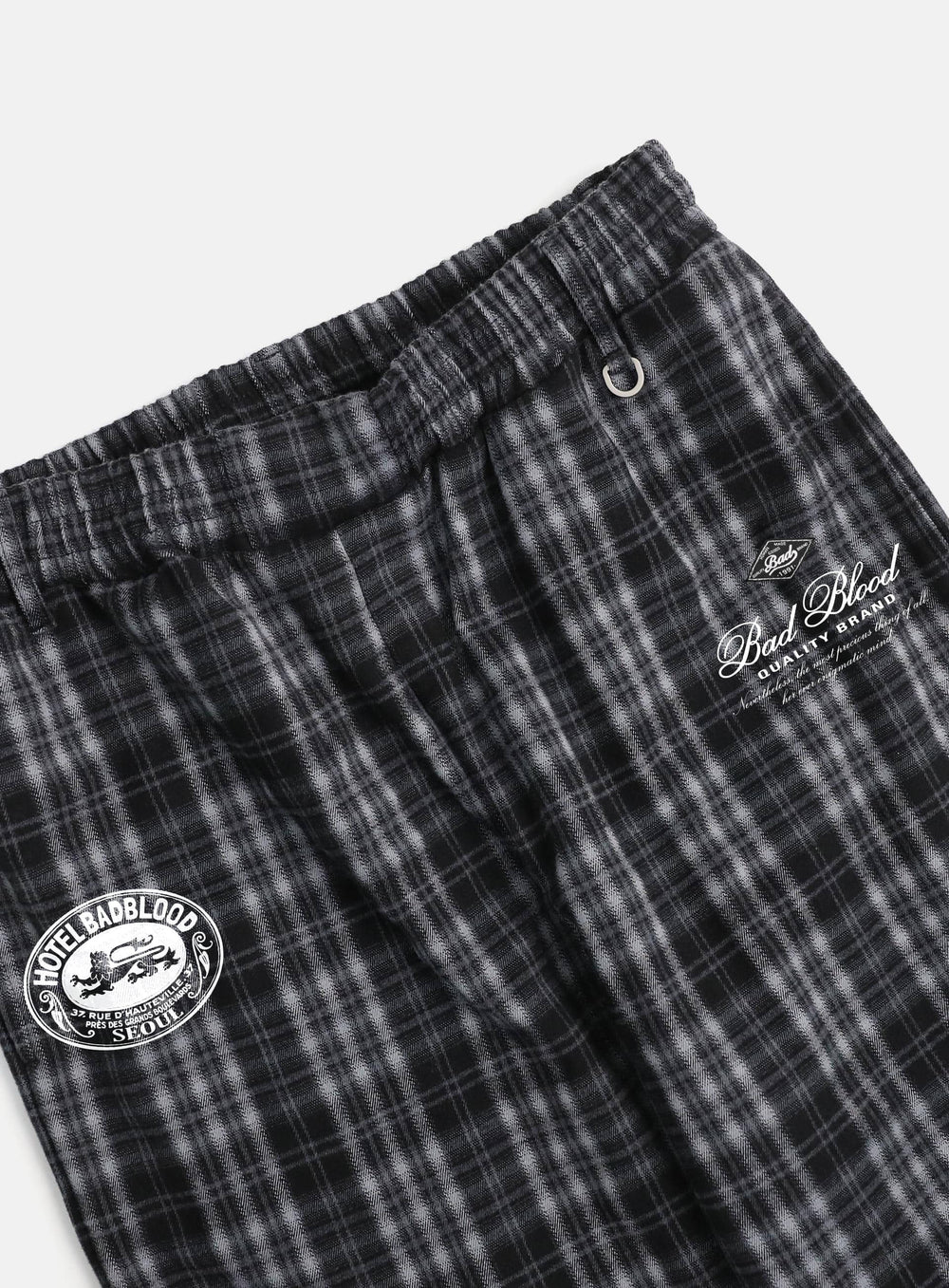 [w-pts25-008] Classic Check 2 Way Jogger Trousers - Black