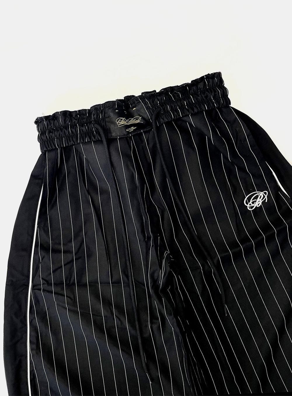 [w-pts25-024] Dark Classic Pinstripe Track Pants - Black