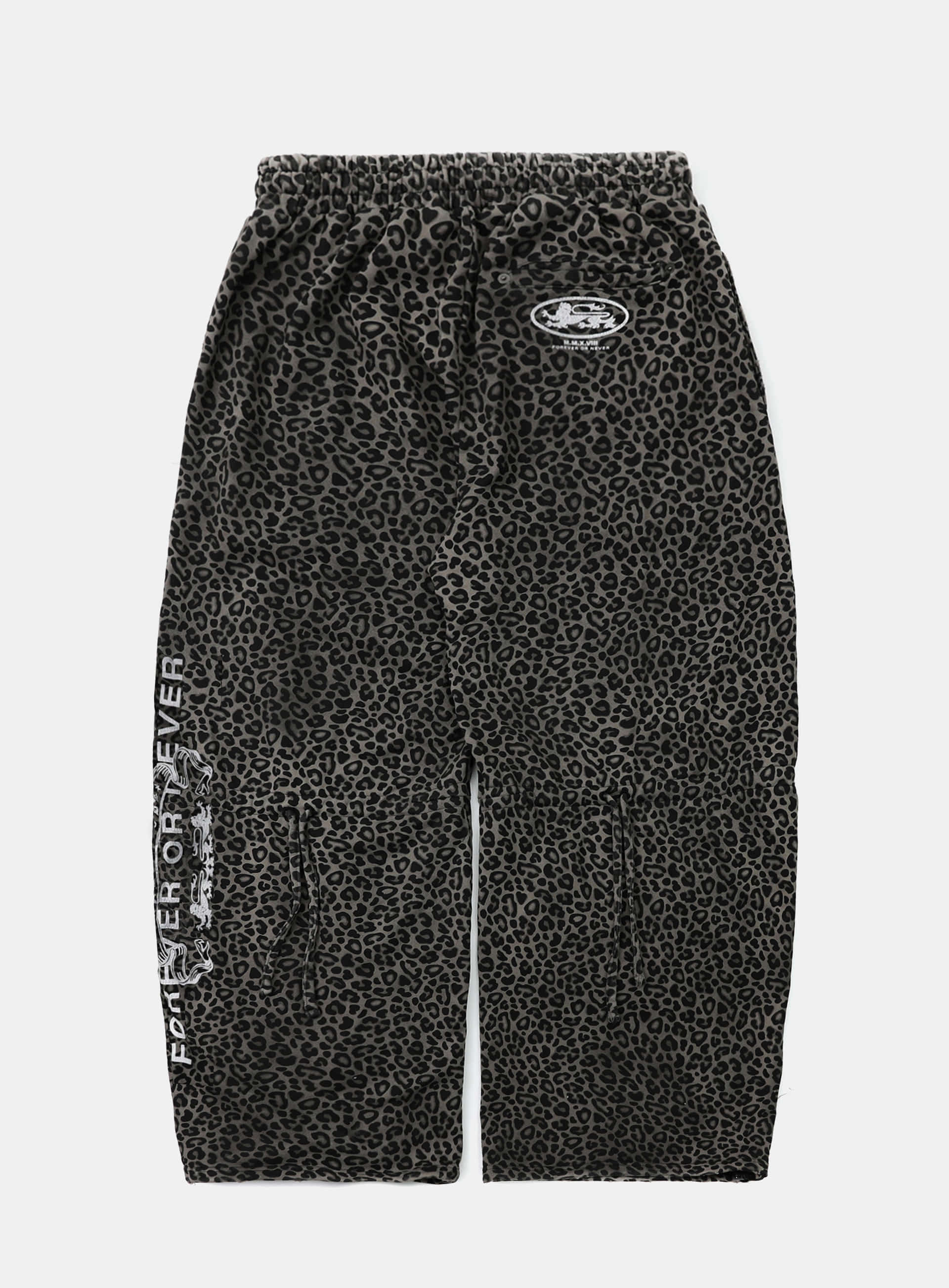 [w-pts25-071] Viper Logo 2-Way Curved Jogger Trousers - Black Leopard