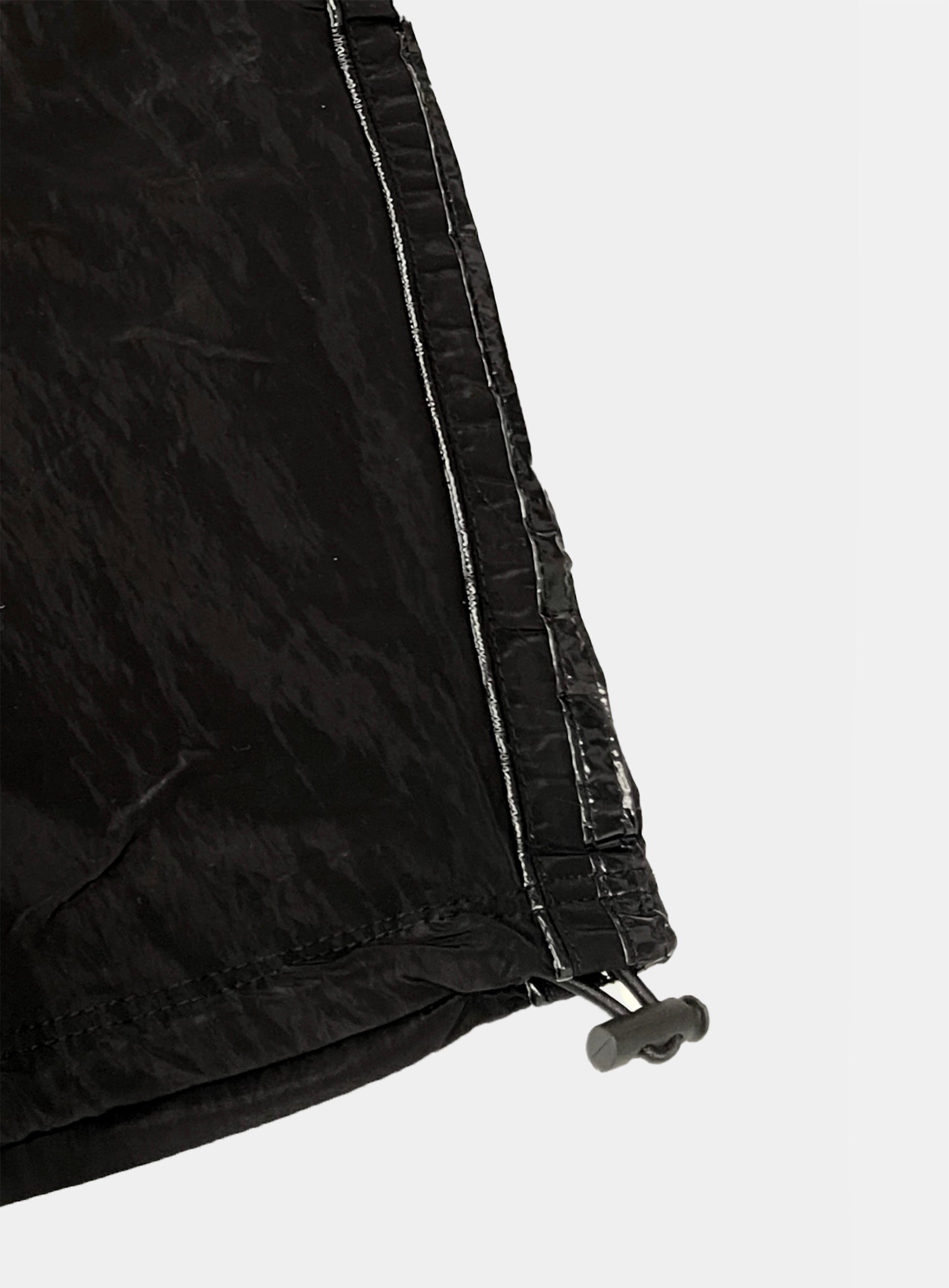 [w-pts25-013] Dark Billy Nylon Curved Track Pants - Black
