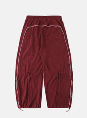 [w-pts25-049] Dark Classic Pinstripe Track Pants - Wine