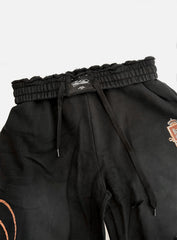 [w-pts25-086] Royal Classic Distressed 2-Way Curved Jogger Trousers - Black