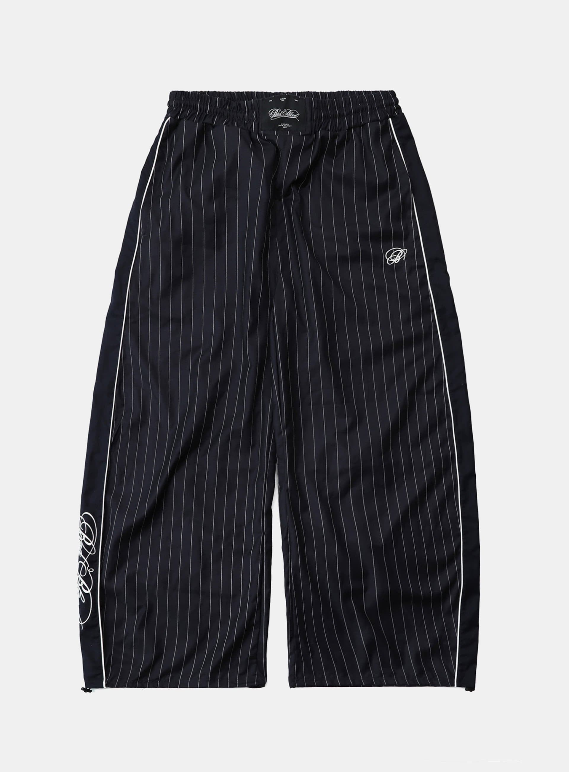 [w-pts25-050] Dark Classic Pinstripe Track Pants - Navy