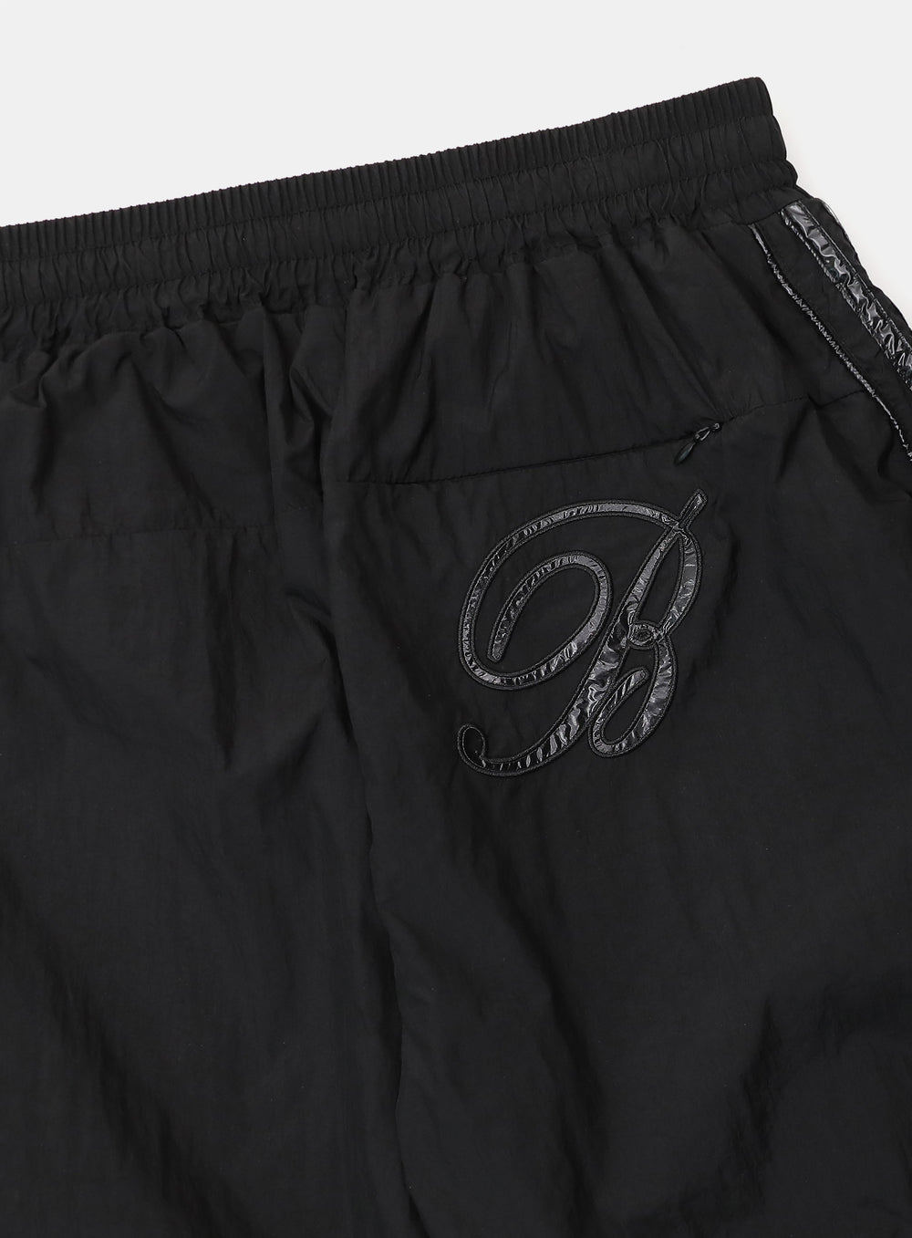 [w-pts25-013] Dark Billy Nylon Curved Track Pants - Black