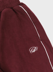 [w-pts25-049] Dark Classic Pinstripe Track Pants - Wine