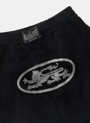 [w-pts25-016] Lion Patch 2 Way Curved Jogger - Washed Black