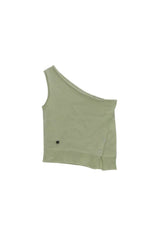 SIDE BUTTON ONE SHOULDER KNIT TOP IN GREEN