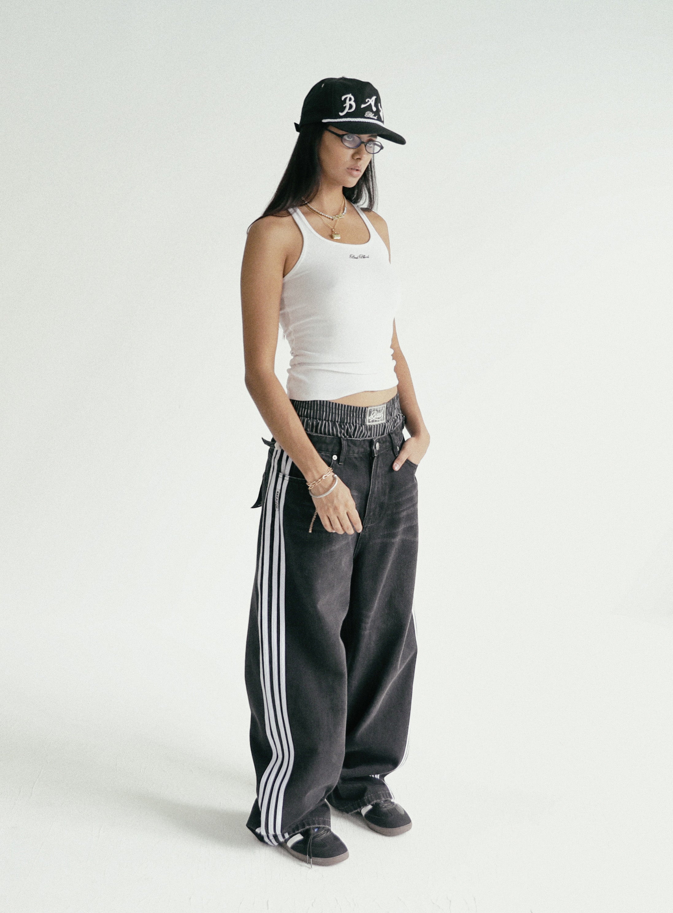 [w-jeans24-003] Billy Track Jeans Baggy Fit - Black