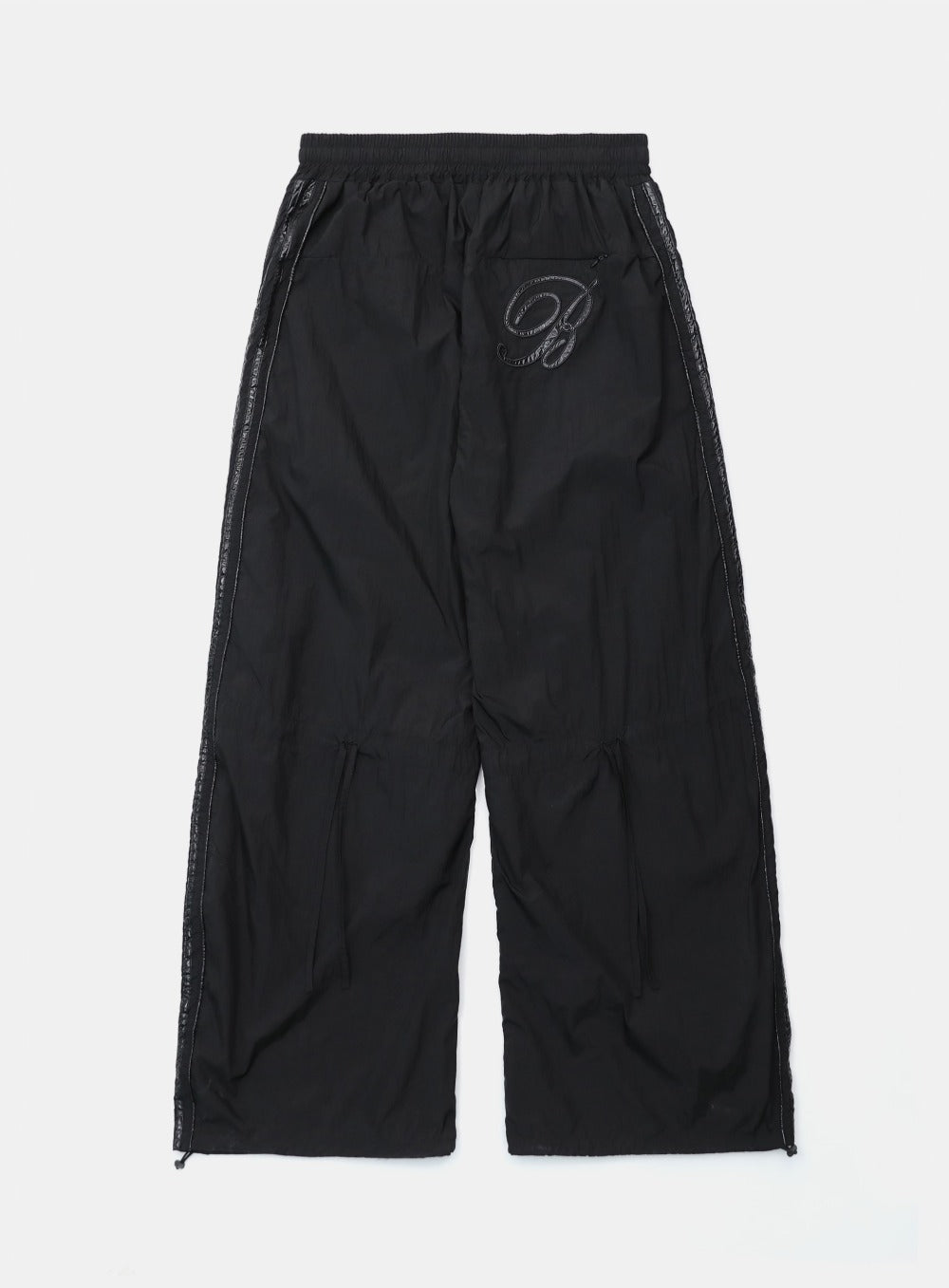 [w-pts25-013] Dark Billy Nylon Curved Track Pants - Black