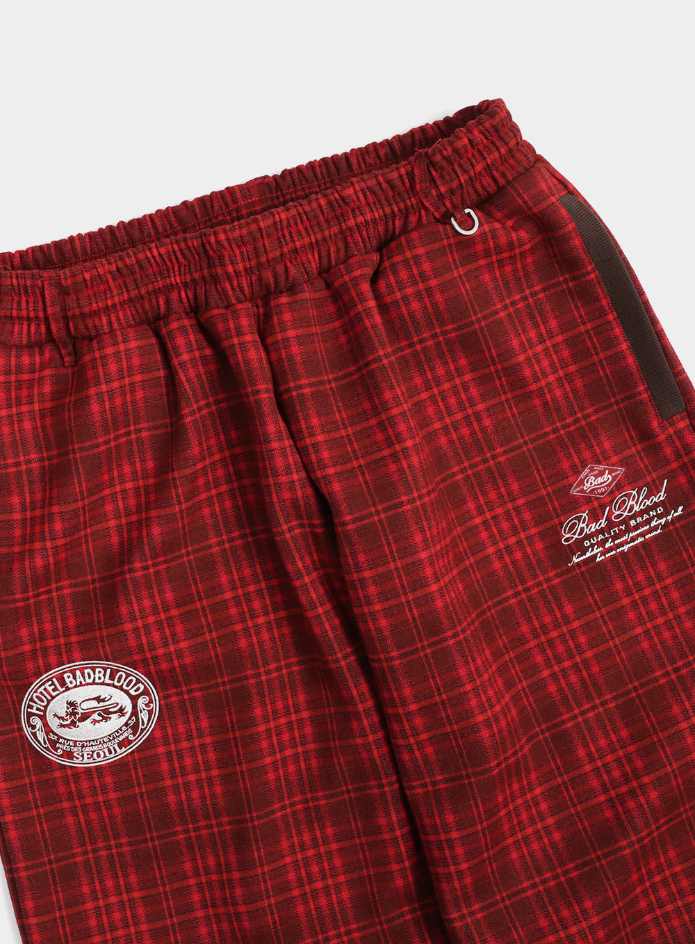 [w-pts25-006] Classic Check 2 Way Jogger Trousers - Red
