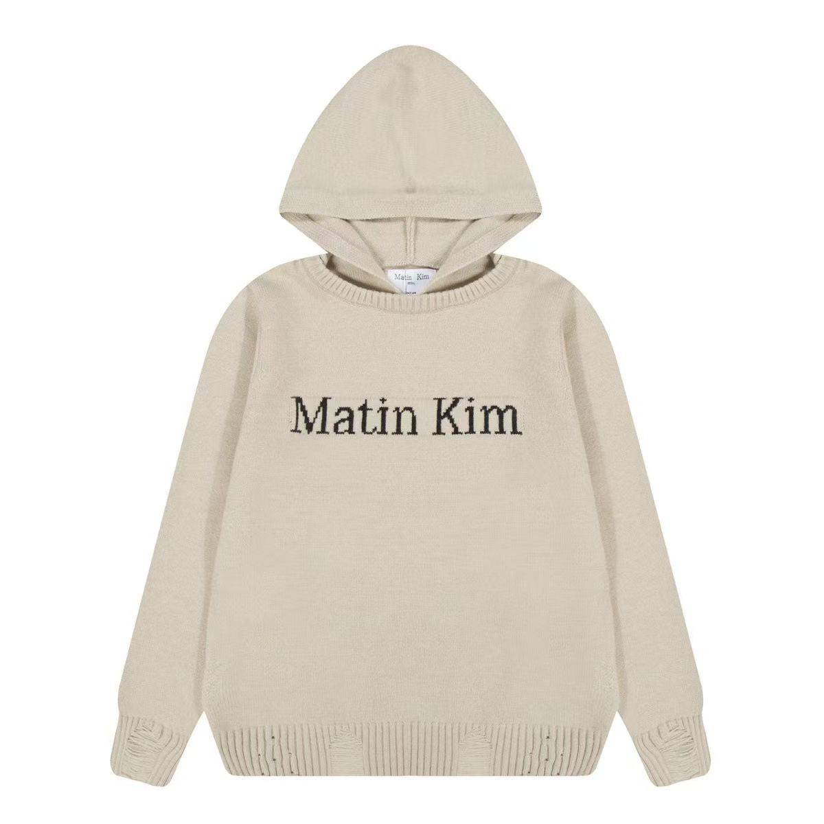 RAW EDGE HEM SWEAT HOODY IN LIGHT BEIGE