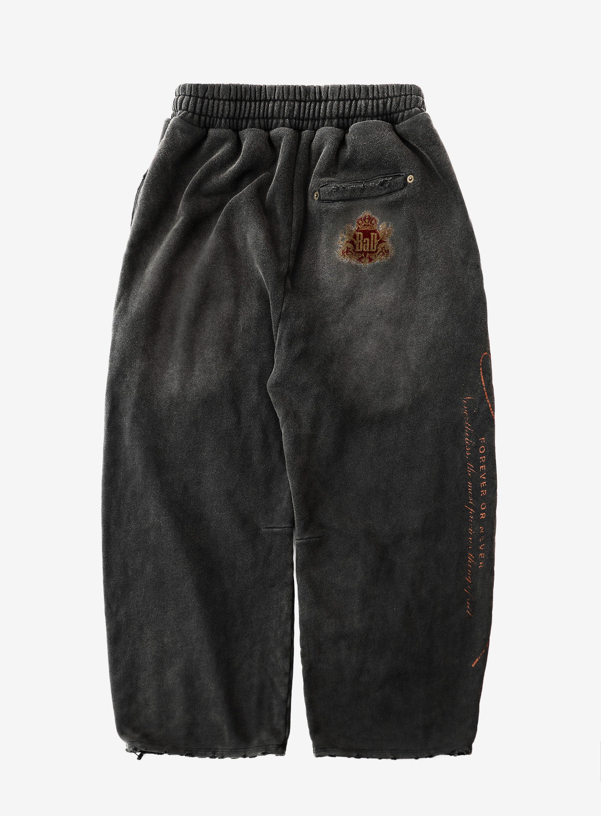 [w-pts25-086] Royal Classic Distressed 2-Way Curved Jogger Trousers - Black