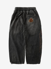 [w-pts25-086] Royal Classic Distressed 2-Way Curved Jogger Trousers - Black