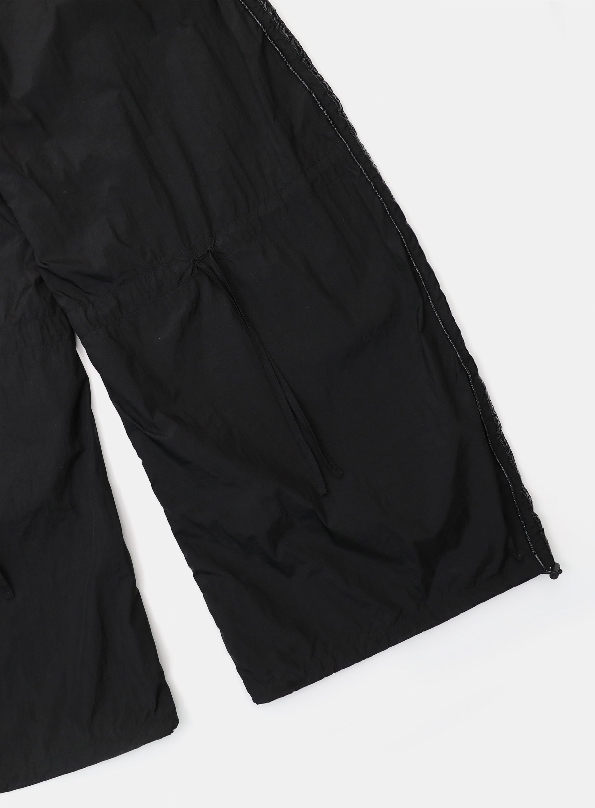 [w-pts25-013] Dark Billy Nylon Curved Track Pants - Black