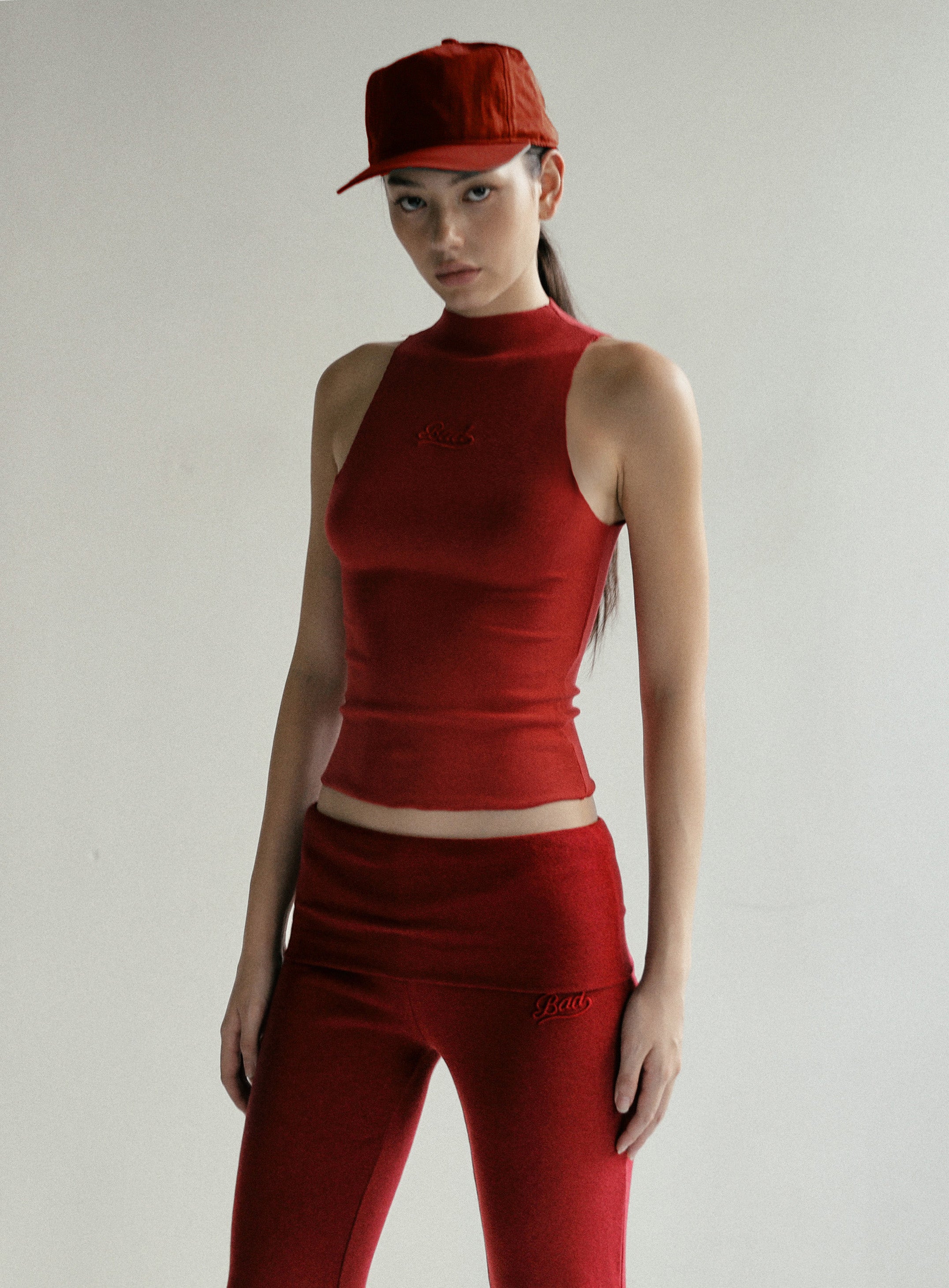 [w-pts24-057] Beyond Soft Fold Over Bootcut Pants - Carmine